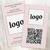 Simple Logo Text QR Code Vertical Blush Pink 名刺