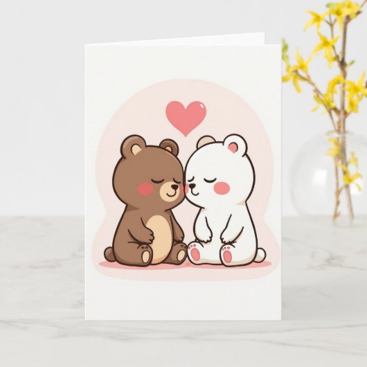 Simple Love Bears Card カード (黄色い花)