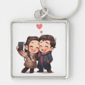 Simple Love Couple Keychain – Romantic Gift  キーホルダー (正面)