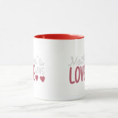 Simple Love Heart Typography Red Two Tone Mug マグカップ (中央)