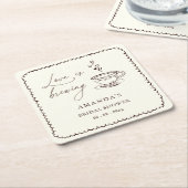 Simple Love is Brewing Coffee Bridal Shower スクエアペーパーコースター (アングル)