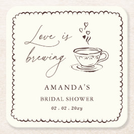 Simple Love is Brewing Coffee Bridal Shower  スクエアペーパーコースター