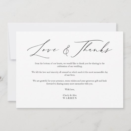 Simple Love & Thanks Custom Photo Couple Wedding (裏面)