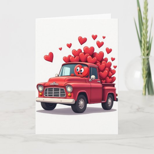 Simple Love Truck Hearts Card カード (正面)
