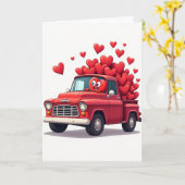 Simple Love Truck Hearts Card カード (黄色い花)