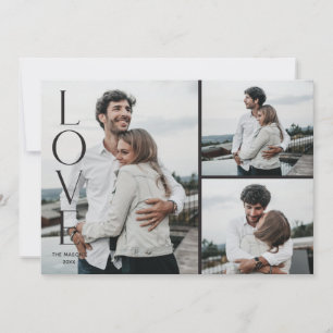 Simple Love Valentine's Day 3-Photo Card – 黒 招待状