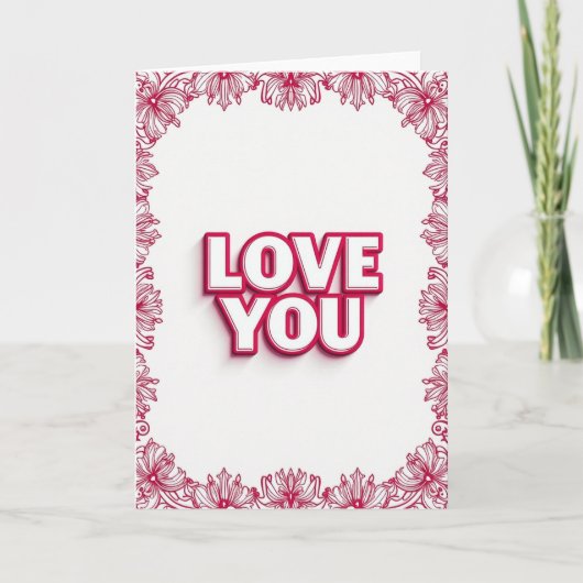 Simple Love You Floral Card カード (正面)