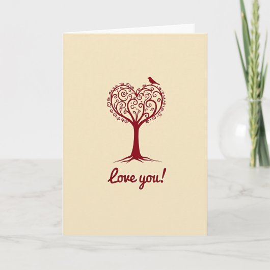 Simple Love You Heart Tree Card カード (正面)