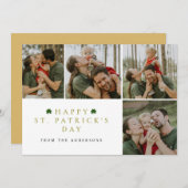 Simple lucky shamrock st. Patrick's Day 4 Photo シーズンカード (正面/裏面)