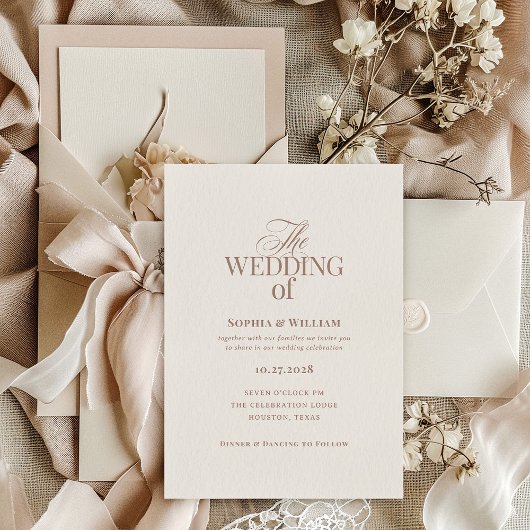 Simple Luxe Ivory and Taupe | Neutral Wedding 招待状