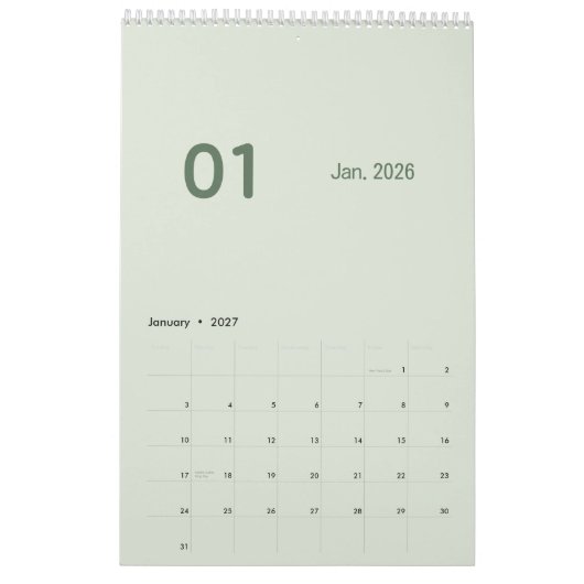 Simple Luxury calendar カレンダー (1月 2027)