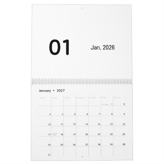 Simple Luxury calendar カレンダー (1月 2027)