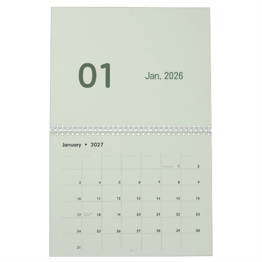 Simple Luxury calendar カレンダー (1月 2027)