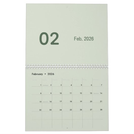 Simple Luxury calendar カレンダー (2月 2026)