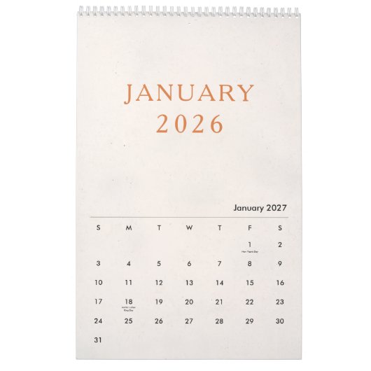 Simple Luxury Design Calendar カレンダー (1月 2027)