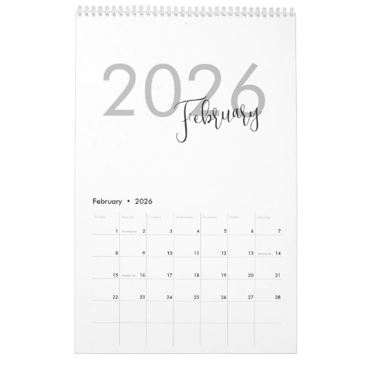 Simple Luxury Design Calendar カレンダー (2月 2026)