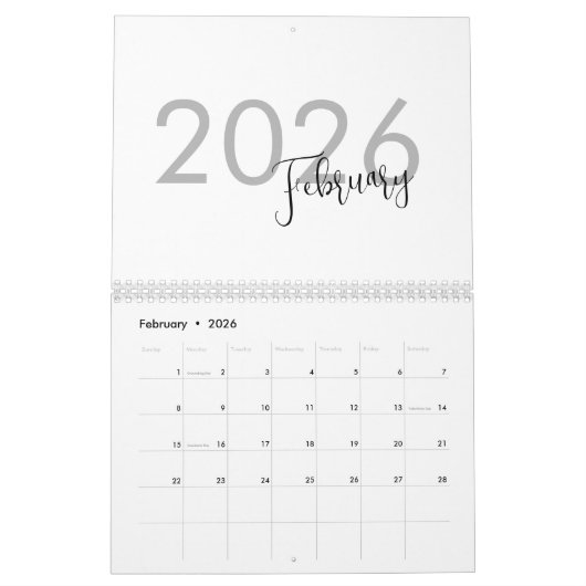 Simple Luxury Design Calendar カレンダー (2月 2026)