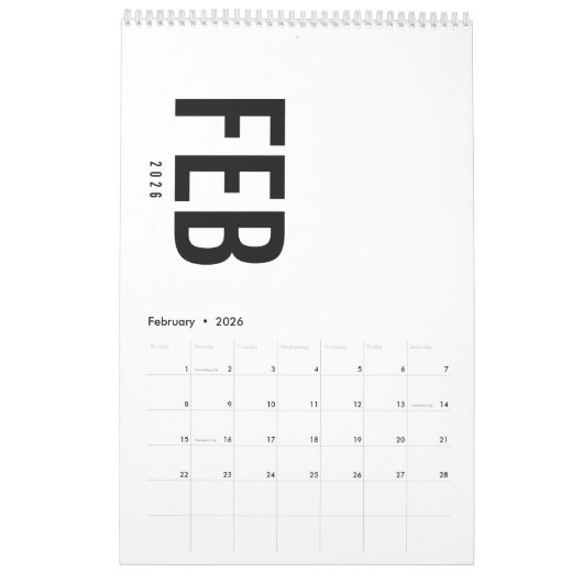 Simple Luxury Design Calendar カレンダー (2月 2026)