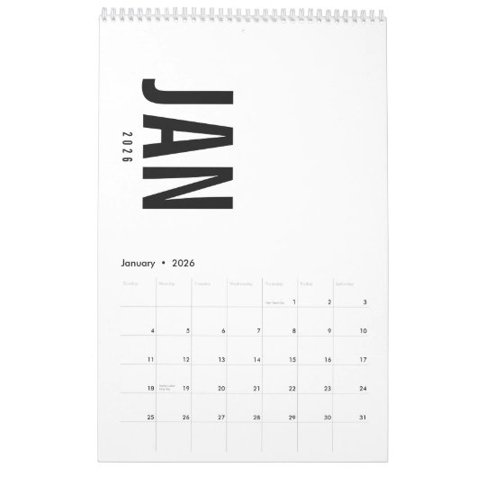 Simple Luxury Design Calendar カレンダー (1月 2026)