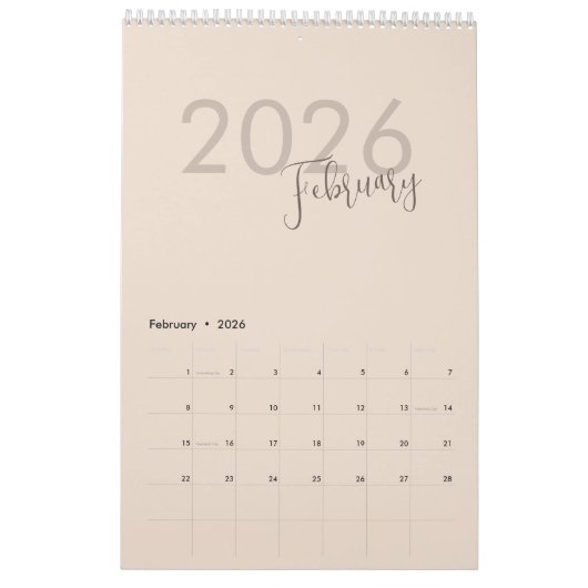 Simple Luxury Design Calendar カレンダー (2月 2026)