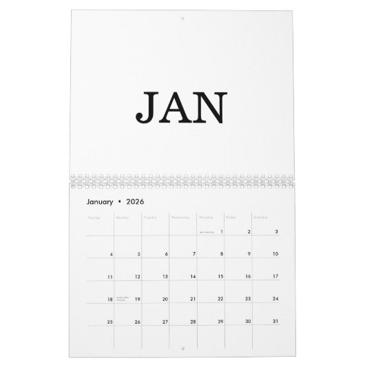 Simple Luxury Design Calendar カレンダー (1月 2026)
