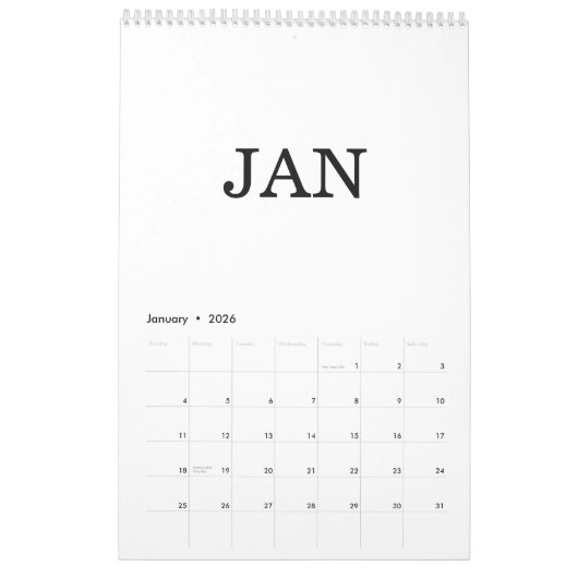 Simple Luxury Design Calendar カレンダー (1月 2026)
