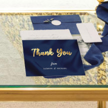 Simple Luxury Wedding Navy & Gold Script Classic