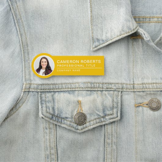Simple Magnetic Employee Photo Yellow 名札 (インサイチュ)