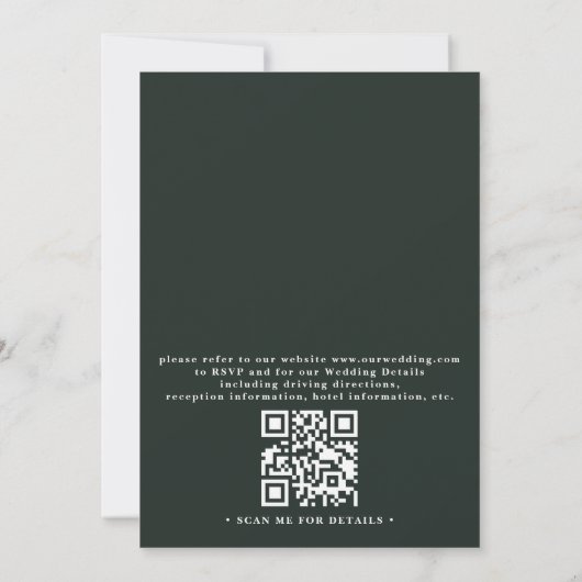 Simple Magnolia Floral Rustic QR Code Wedding 招待状 (裏面)