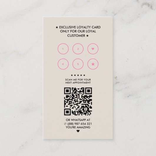 Simple Makeup Artist Stylist Loyalty Sand Pink 名刺 (裏面)