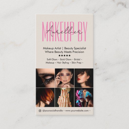 Simple Makeup Artist Stylist Loyalty Sand Pink 名刺 (正面)