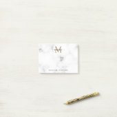 Simple Marble Gold Girly Script Monogram ポストイット (デスク上)