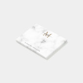 Simple Marble Gold Girly Script Monogram ポストイット (アングル)