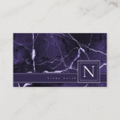 Simple Marble Monogram VioletおよびWhite Std ID672 名刺 (正面)