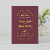 Simple Maroon Minimalist Wedding Invitation 箔招待状 (立ち正面)