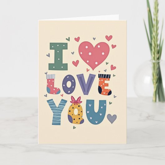 Simple Matte Polka Dot Love You Card カード (正面)