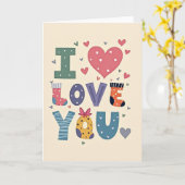 Simple Matte Polka Dot Love You Card カード (黄色い花)