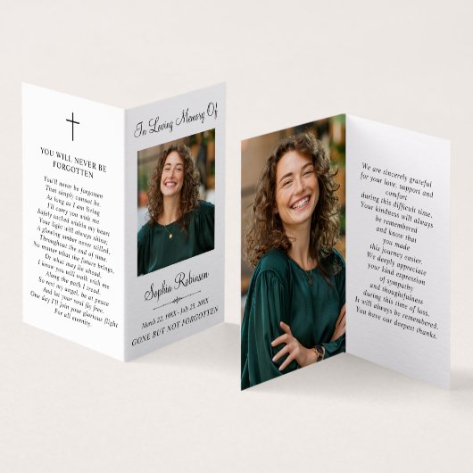 Simple Memorial Funeral 2 Photo Folder Prayer Card (内部&外部)
