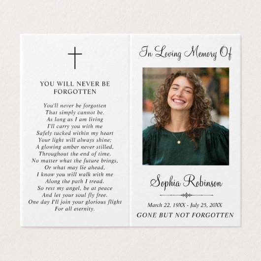 Simple Memorial Funeral 2 Photo Folder Prayer Card (外部フラット)