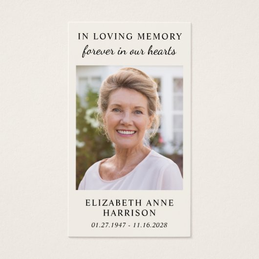 Simple Memorial Funeral Photo Prayer Card (正面)
