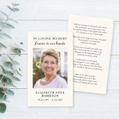 Simple Memorial Funeral Photo Prayer Card