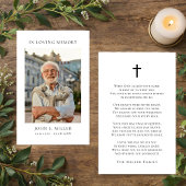 Simple Memorial Funeral Prayer Photo Sympathy Card 名刺