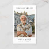 Simple Memorial Funeral Prayer Photo Sympathy Card 名刺 (正面)