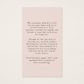 Simple Memorial Photo Forever Hearts Prayer Card (裏面)