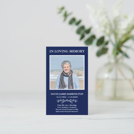 Simple Memorial Photo Funeral Card 名刺 (スタンド正面)