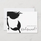 Simple Mermaid Silhouette Bridesmaid 招待状 (正面)