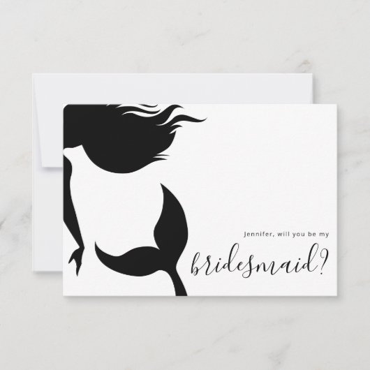 Simple Mermaid Silhouette Bridesmaid 招待状 (正面)