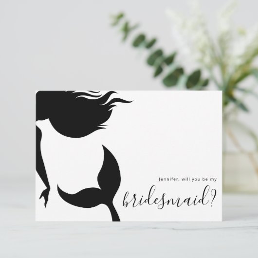 Simple Mermaid Silhouette Bridesmaid 招待状 (スタンド正面)