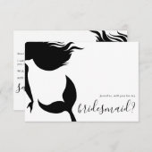 Simple Mermaid Silhouette Bridesmaid 招待状 (正面/裏面)