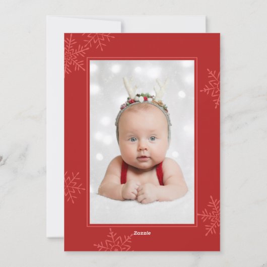 Simple Merry & Bright Script Snowflakes Christmas シーズンカード (裏面)